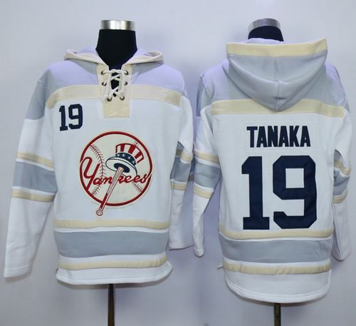 Yankees #19 Masahiro Tanaka White Sawyer Hooded Sweatshirt MLB Hoodie - Click Image to Close